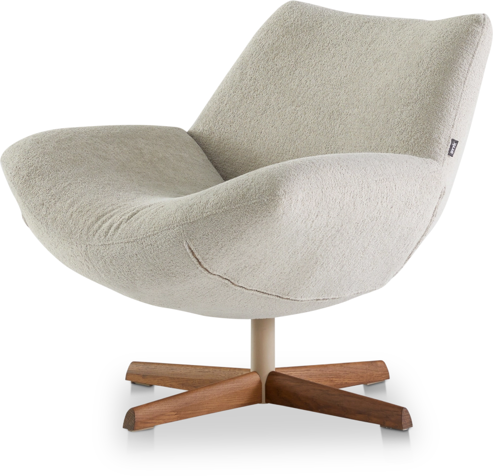 Fauteuil Rocco draaivoet hout laag Dyyk 2