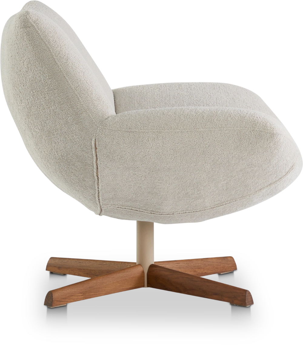 Fauteuil Rocco draaivoet hout laag Dyyk 3